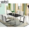 Home Glass Top Dining Table Set Metal Frame Modern Kitchen Dining table