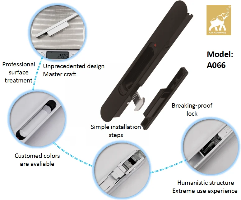 Home metal easily using aluminum profile window and door silding lock