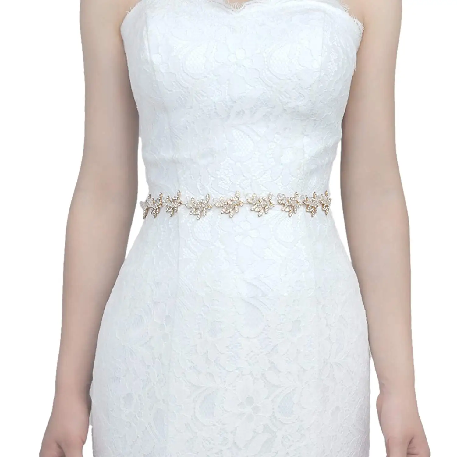 ULAPAN Womens Pearls Wedding Dress Belt Sash Crystals Bridal Sash Belt,S381