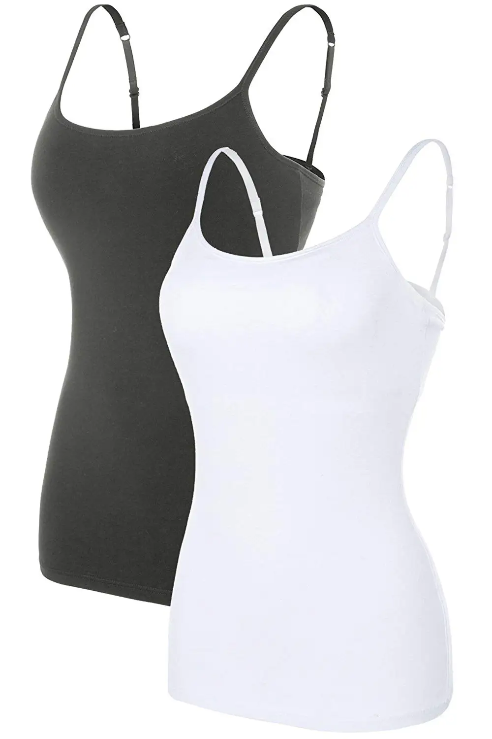 Sociala Women's Shelf Bra Camisole Active Basic Cami Cotton Tanks Top Pack of 2