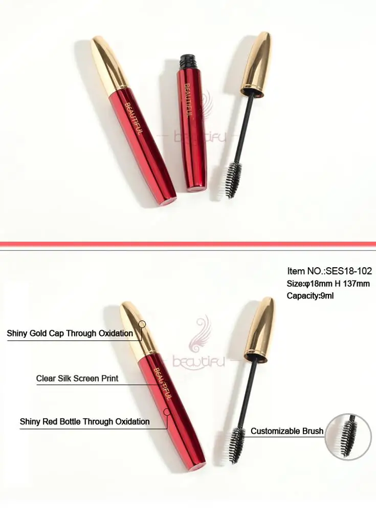 Professional Manufacture 18mm H 137mm Red Empty Mascara Tube Buy