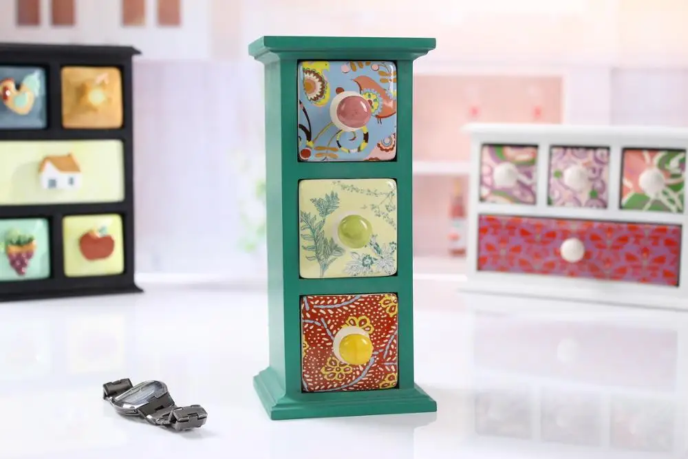Home Decorative Vintage Retro Style Furniture Cabinet ceramic & Ceramic Multi Drawer