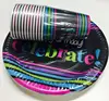 Custom design printing package disposable paper partyware paper cups and plates