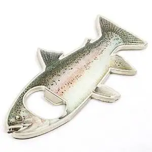Vintage Rainbow Stainless Steel Trout Bottle Opener Fridge Magnetic Magnet