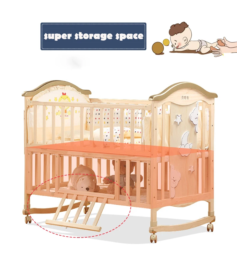 European Style Simple Luxury Wooden Baby Crib/adult Size Baby Cot/baby
