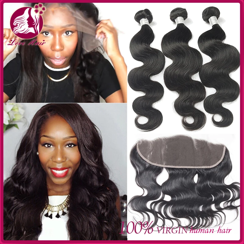 100 Mongolian Human Hair Wet And Wavy Weave Lace Frontal With