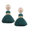 Boho Wholesale Small Colorful Silk Alloy Hollow Out Tassel Ladies Earring Studs