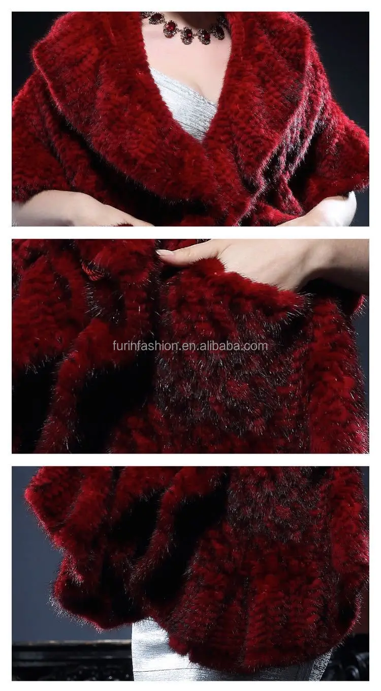 New Product Genuine Knitted Mink Fur Stole For Fashion Ladies With