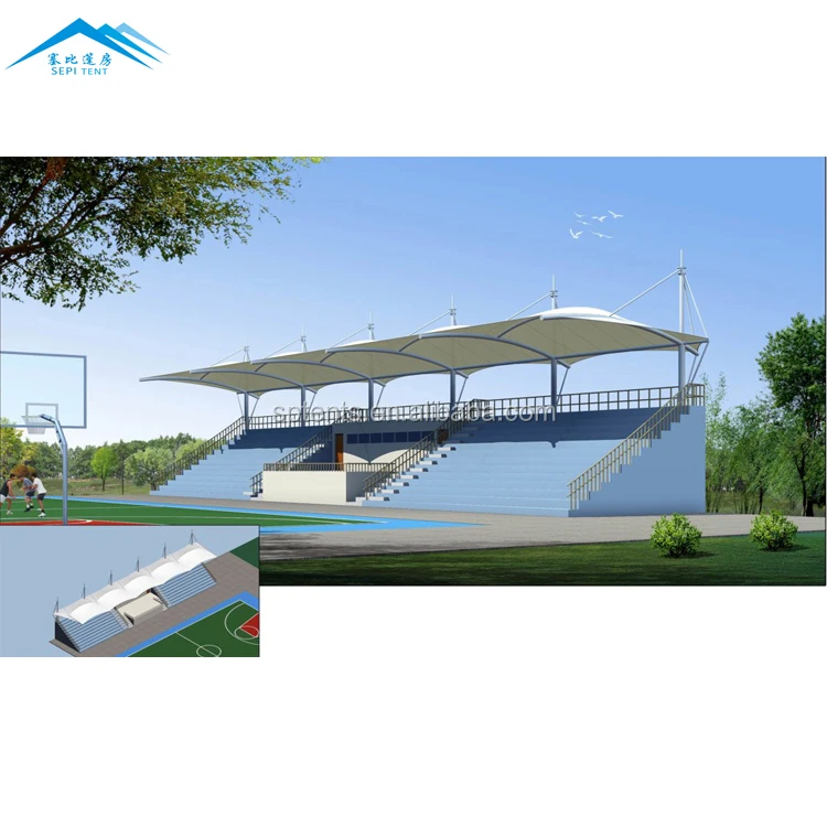 Tensioned Membrane Structures Cantilevered Roof System Pvdf ptfe etfe 
