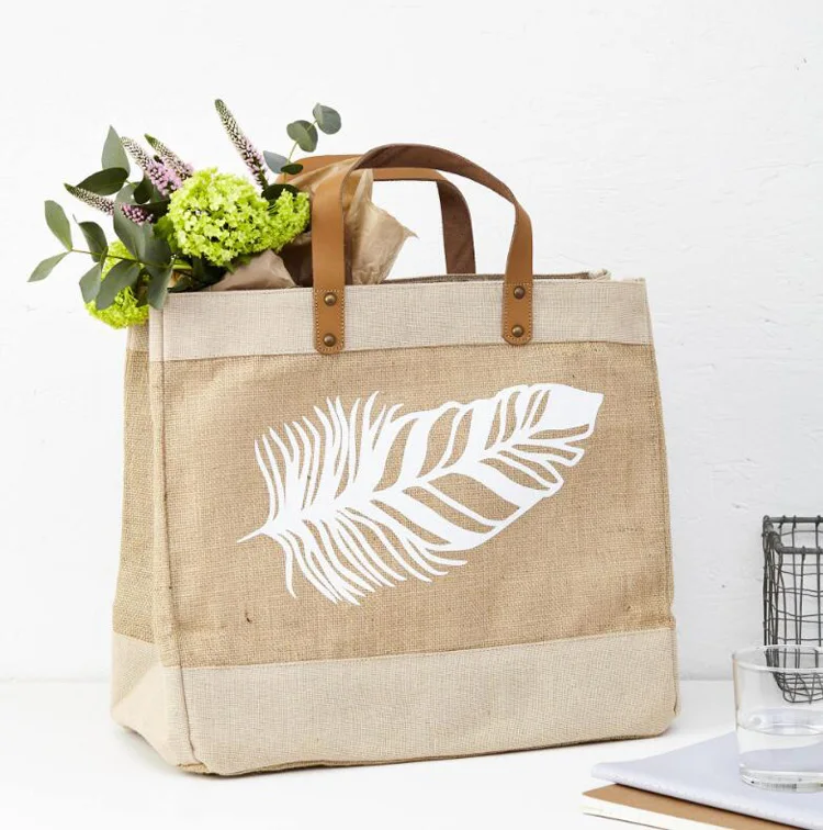 Jute Tote Bags With Leather Handles Wholesale Buy Jute Tote Bags With