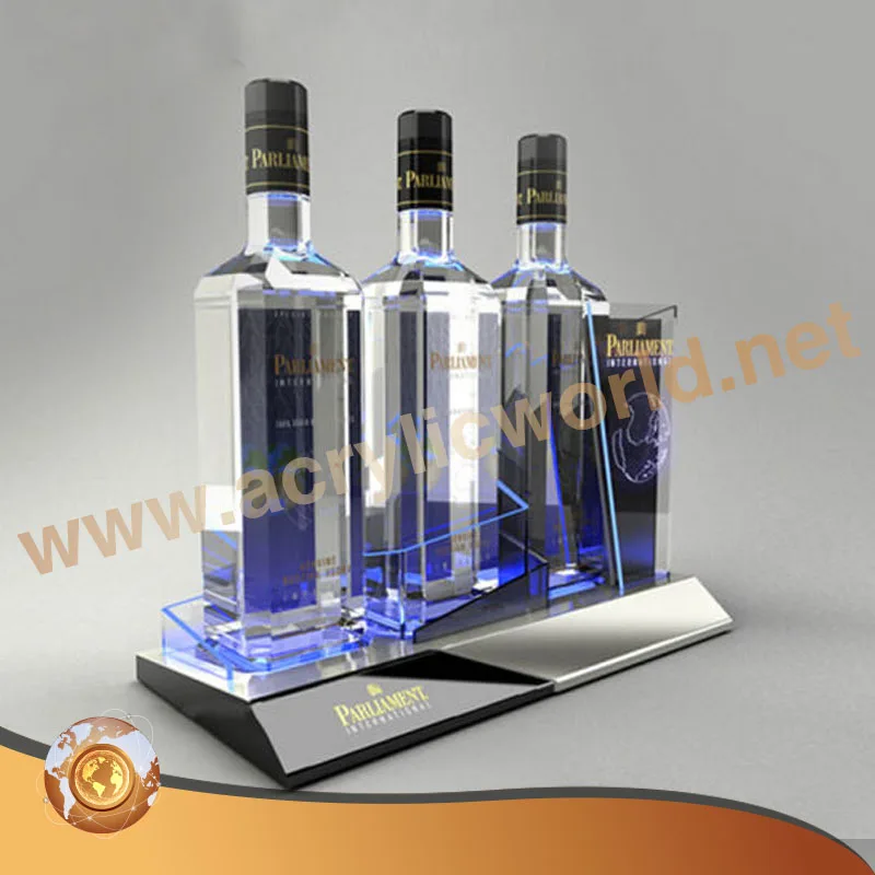 Customize Acrylic Wine Bottle Display Stand Glorifier Tabletop Led