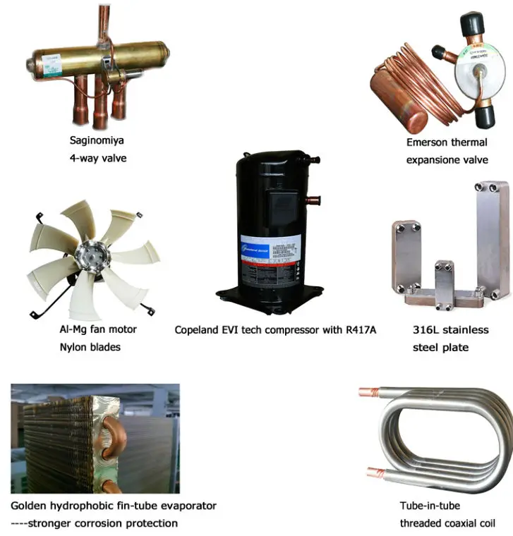 Deron heat pump air water split water heater R407C efficient in -25 ...