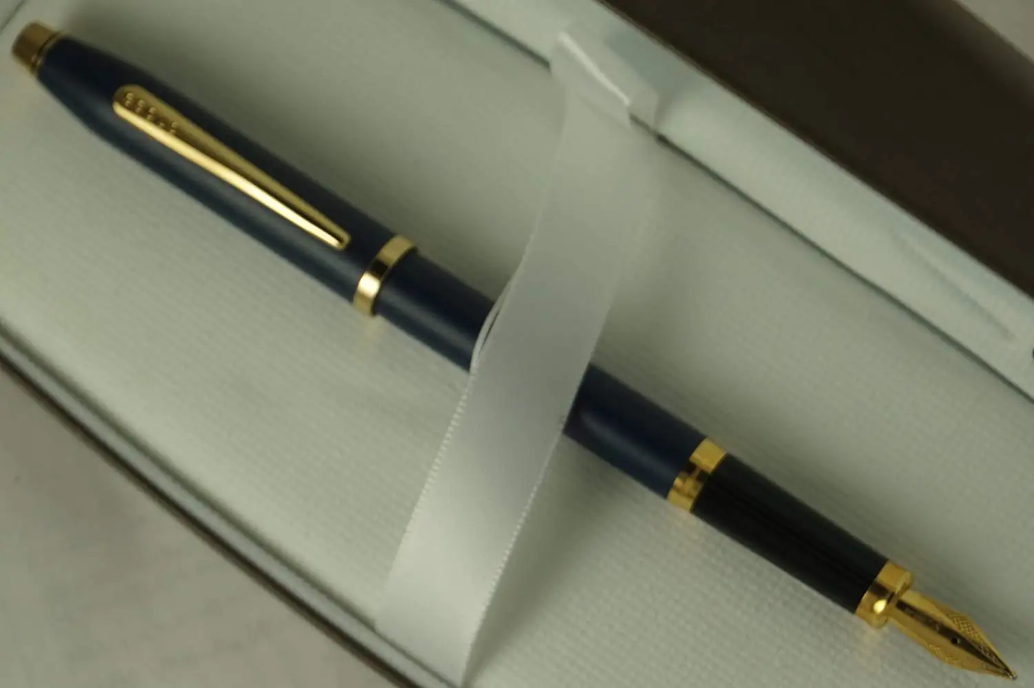 Cross Century II Limited Series, Satin Matte Blue Barrel with 23KT Gold Appointments, Solid and Stamped 18KT Gold XF NIB Fountain Pen in Pristine Cross Gift Box