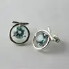 Designer Stud in silver with good quality blue topaz