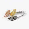 Fashion CZ6737 Cubic zirconia feather shape charm pendant, CZ wing pendant for gift