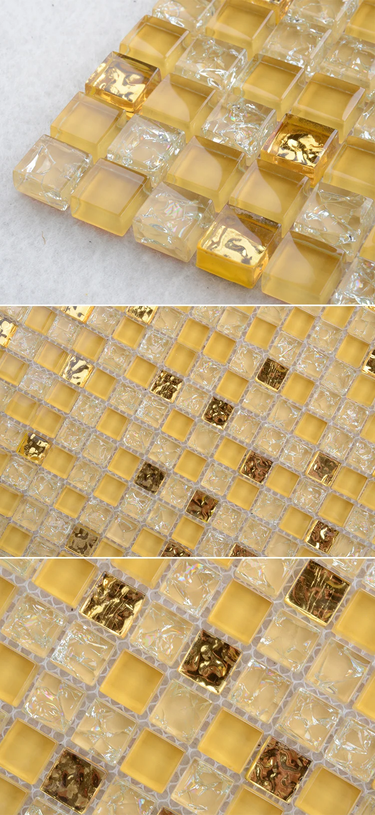 Germany commercial use china gold glass mosaic broken yellow backsplash tiles