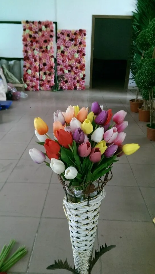 hot sale new blue Chinese platic home decoration artificial flower mini tulip bulbs