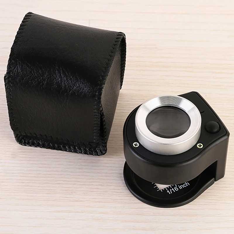 30x Optical Glass Lens Magnifier Full Metal Folding Linen Tester Loupe Magnifying Glass With 6 5569