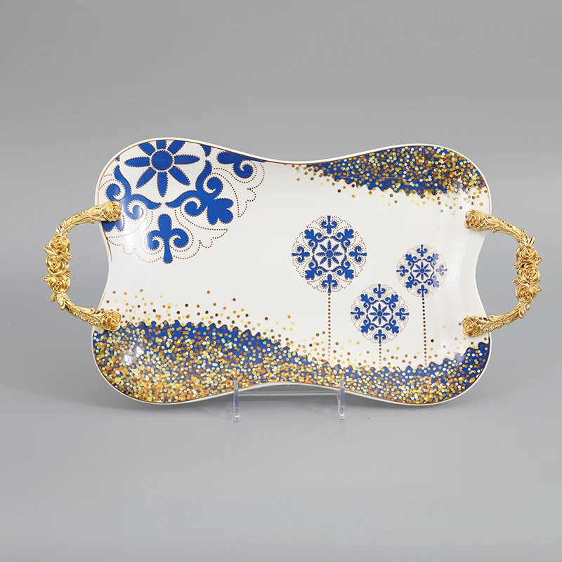 Decorative Ceramic Embossed Decal Fruit Candy Chocolate Tray Plate In