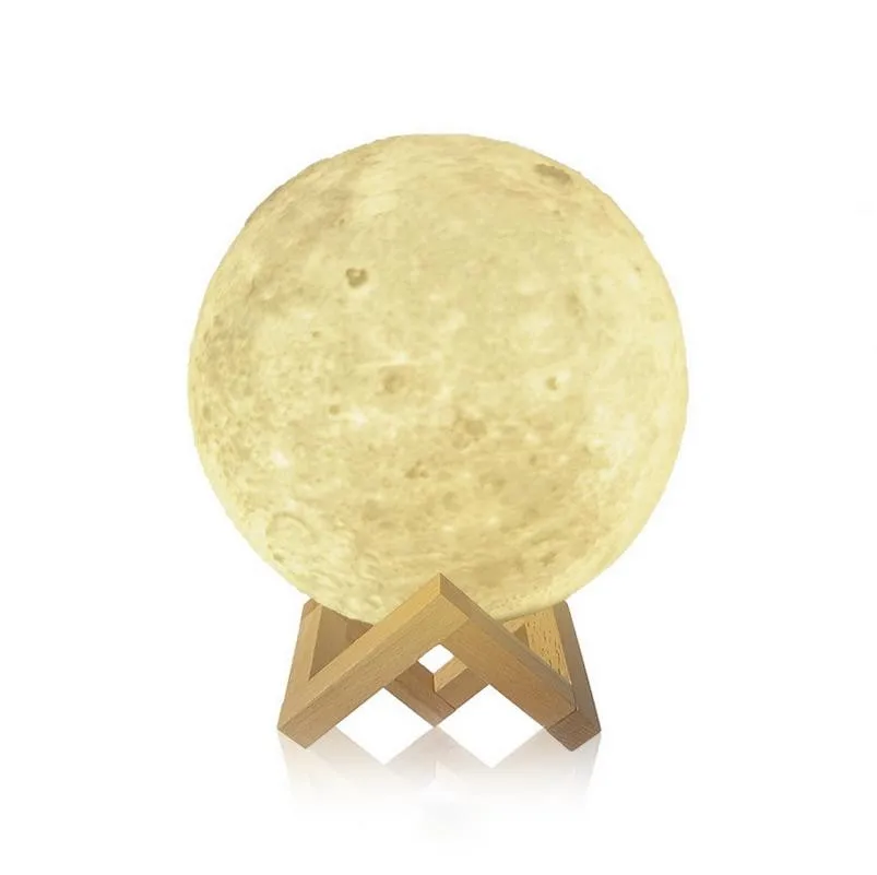 Wholesale price 3D Print Resin Moon light Touch Switch LED Glow Desk Moon Night Light Lamp