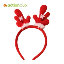 Actionclub Holiday Christmas Elk Hair Bands Cartoon Snowman Santa Headband Holiday Decoration Christmas Supplies For Home HF070