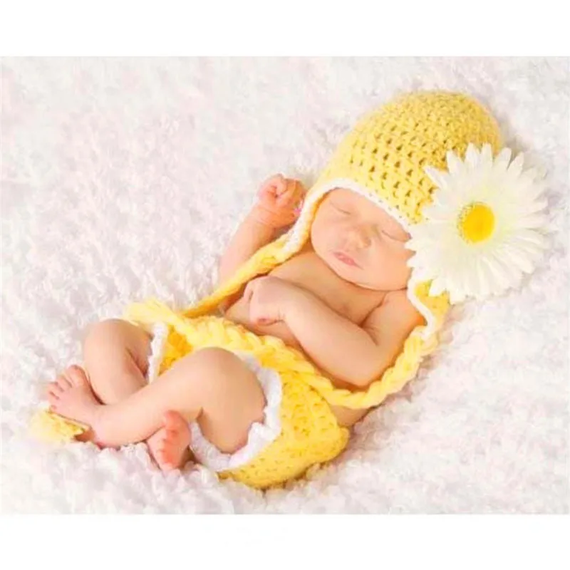 Baby Newborn Photography Props Costume Hand Crochet Knit Infant Beanie Hat with Cap Trousers Costume Outfit