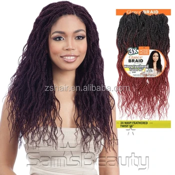 Model Model Synthetic Hair Crochet Braids Glance 3x Wavy Feathered