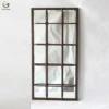 Windowpane Design Antique Brown Metal Framed Window Wall Mirror