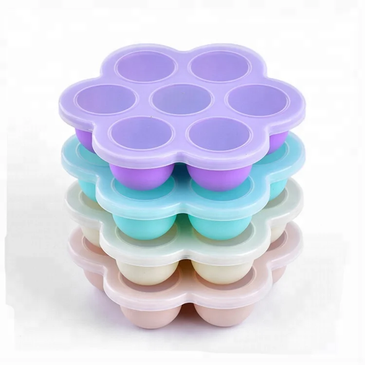 Freezer Tray Silicone Baby Food Storage Containers With Clipon Lid