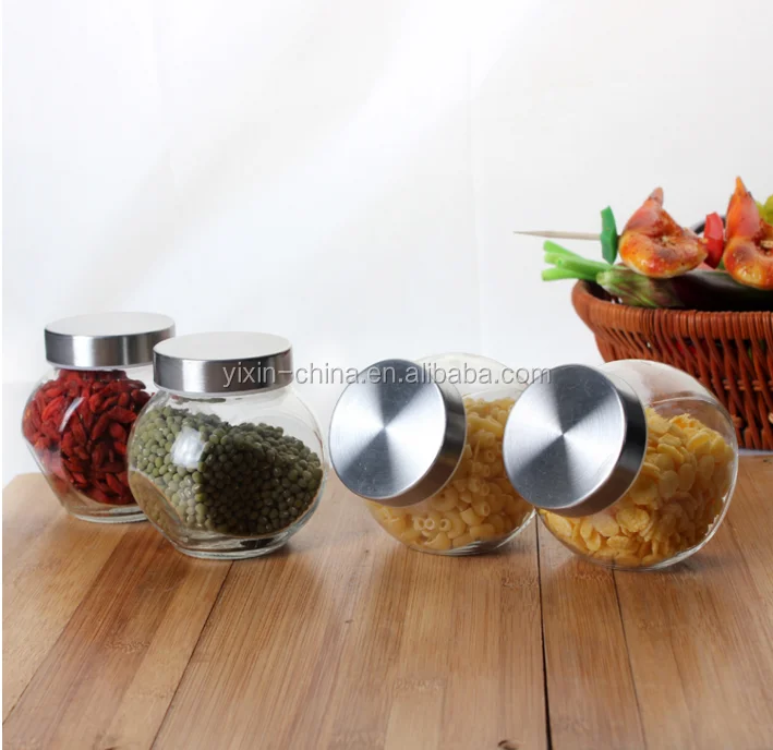 Airtight Nuts Glass Food Storage Container/jar With Stainless Lid Seal