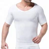 Men's short sleeve slim fit V-neck seamless compression t shirt tops undershirts