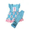 Fast Shipping 2 to 3 days to US 2pcs tops with pants boutique outfits cartoon toddler junior children boutique clothing set