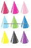 Green Pink Red Blue Yellow BLACK & WHITE POLKA DOTS ~Polka Dot Paper Party Cone Hats Caps for Birthday Party Shower Supplies