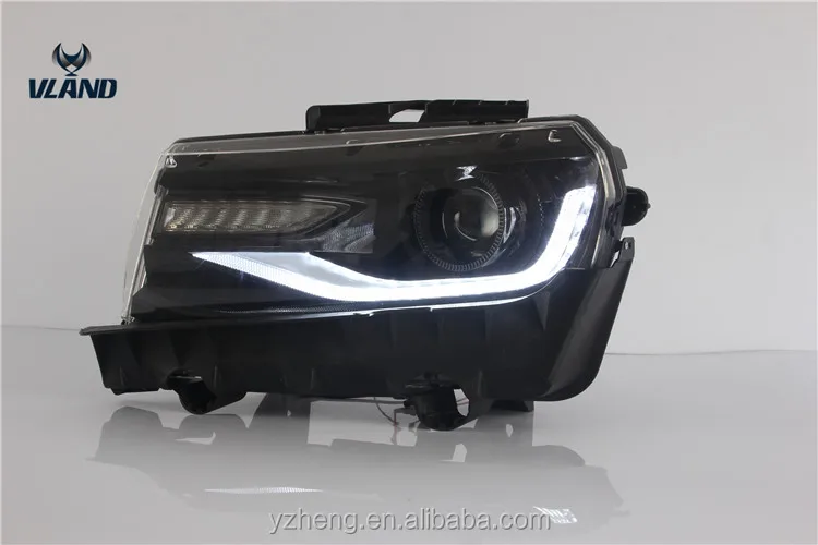 VLAND manufacturer for car headlight for Camaro headlight 2014-2015 front lamp with moving signal +turn signal+DRL