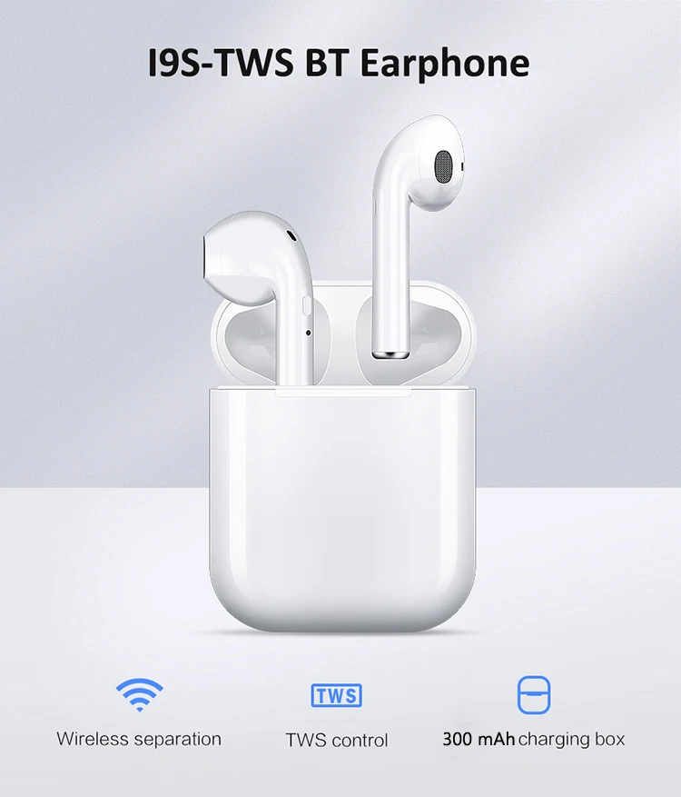 Trulyplus Newest Products i9s TWS Earbuds V5.0 Stereo Mini Wireless BT Earphone With Charger Case