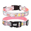 High Quality Customised Logo Sublimation Printing Easter Egg and Rabbit Nylon Ribbon Dog Collars with Sturdy Eco-friendly Buckle
