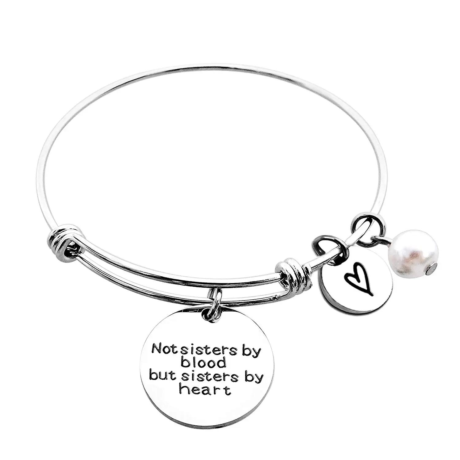 MYOSPARK Not Sisters by Blood But Sisters by Heart Bracelet Best Friend Bracelet Inspirational Gift for Sister