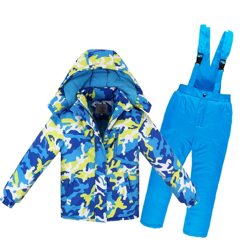 Boys Camouflage Winter Jacket And Snow Pants Children Ski Suit Sets Outdoor Ski Thermal Clothing