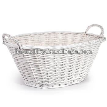 White Oval Natural Wicker Laundry Basket Baskets White Oval Natural Wicker Laundry Basket Baskets