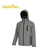 Hot selling wholesale gray men soft shell zipper custom hooded jacket