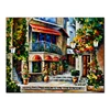 abstract house street scenery oil painting factory wholesale knife oil painting for livingroom and hotel wall art framed paint