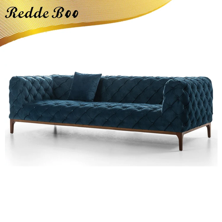 Blue Tufted Fabric Chesterfield Style Sofa Sectional China Blue Tufted Fabric Chesterfield Style