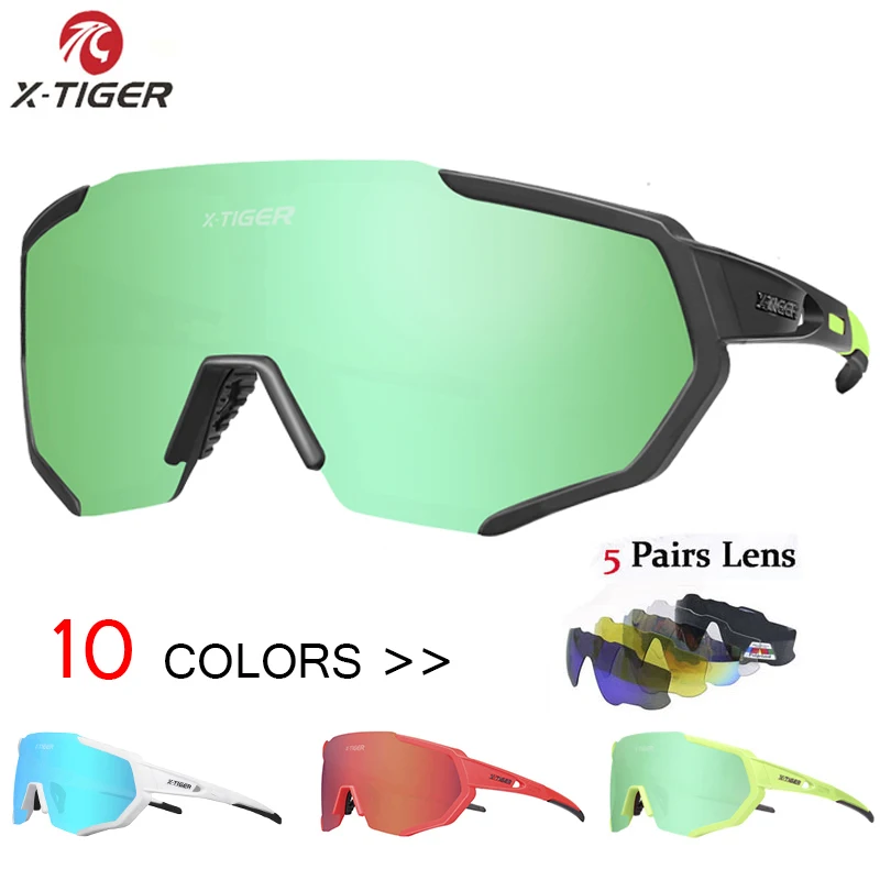 
X-TIGER 2019 Polarized 5 Lens Cycling Glasses Road Bike Cycling Eyewear Cycling Sunglasses 