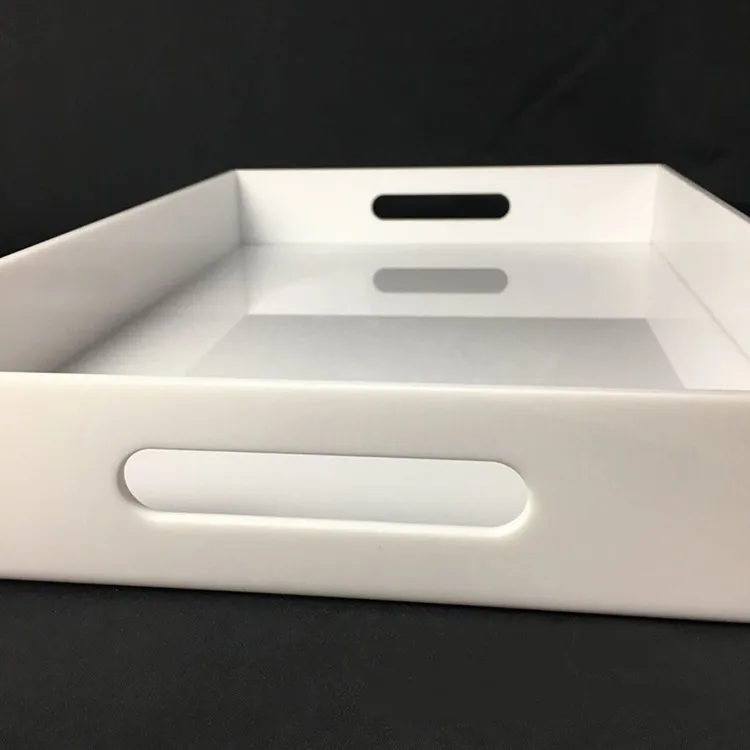 Hotel Furniture Customized Acrylic Serving Tray Eco Friendly White Color Plastic Hotel Amenity