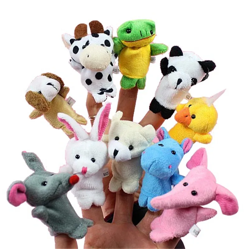 10pcs Cartoon Finger Puppets Cloth Doll Baby Educational Hand Animal Toy MA 