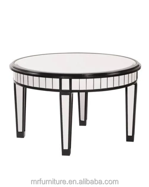 Round Mirrored Coffee Table In Black Wooden Round Mirrored Coffee Table In Black Wooden Tables Accent Product On