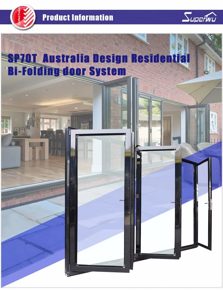 Superwu manufacturer cheap price comercial aluminum glass sliding folding door fitting with AS 2047