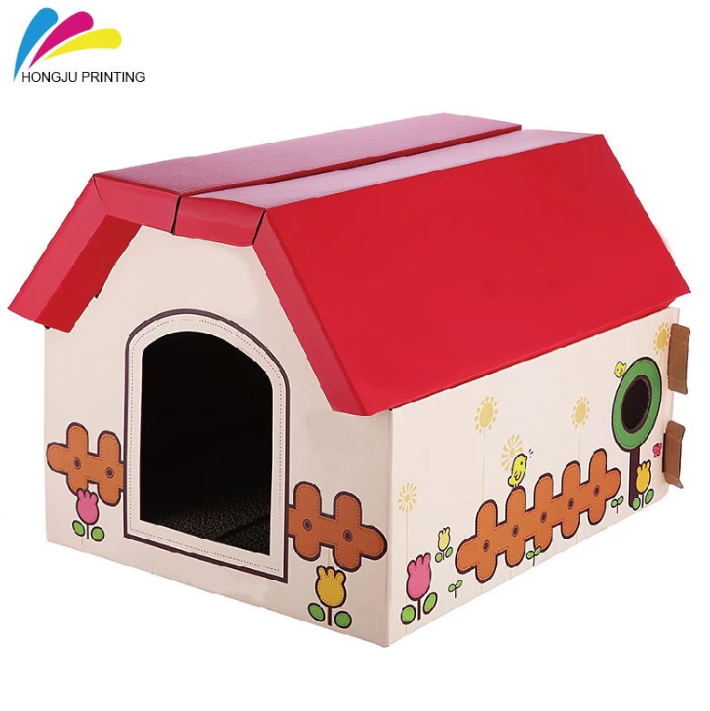 New Design Cheap Colorful Printed Custom Design Cardboard Cat House