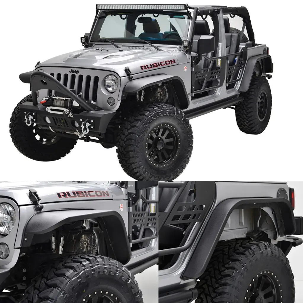 Get Quotations · EAG Steel Fender Flares Front + Rear for 07-18 Jeep Wrangler JK