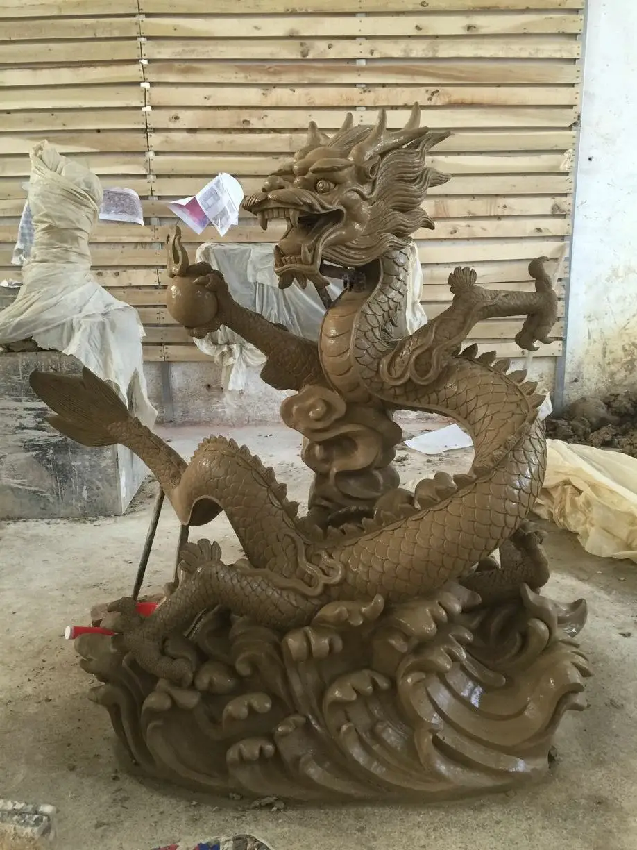 Factory Custom Antique Metal Outdoor Large Bronze Chinese Dragon Statue